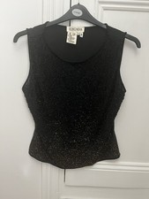 Top Escada Margaretha Ley nero bronzo ombré paillettes vintage taglia media