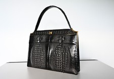Borsa donna COMTESSE in pelle di coccodrillo, nera, anni 70 circa, tenuta benissimo