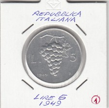 ITALIA LIRE 5 VECCHIO TIPO UVA