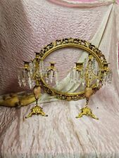 Coppia Candelieri dorati Cristalli  Inizio Sec. XX  h.cm. 41 candlesticks