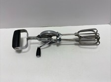 Frullatore a manovella sbattitore uova vintage manico nero acciaio inox 