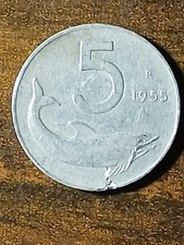  Moneta 5 lir con delfino da