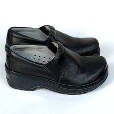 Klogs Naples Clog Shoes Womens 7.5M Black Leather Comfort Slip On Platform Wedge