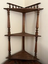 Angoliera Antica in Legno Massello con Ripiani e Colonnine Tornite Etagere