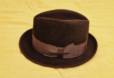 Authentique Borsalino Beau Chapeau Ancien En Feutre Marron Pour Homme