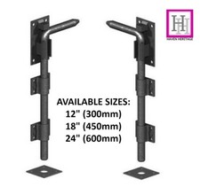 2x12"" 18"" 24"" NERO BULLONE PORTA GARAGE CAPANNONE SCORREVOLE HASP
