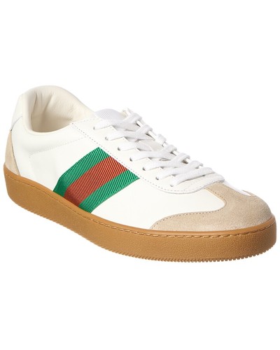 Gucci leather suede sneaker - gucci,
