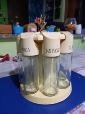 Erbe Da Cucina Portaspezie Condimento Vasetti Contenitore Girevole. 7 vasetti po