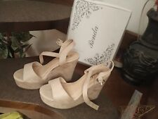 Scarpe donna sandali plateau pelle sintetica cinturino tacchi Beige 40