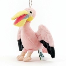 Mascotte peluche pellicano rosa colorato uccellini veri 14 cm x 12 cm