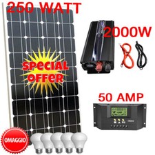 KIT FOTOVOLTAICO 2 KW PANNELLO 250W CAMPER NAUTICA PER ACCUMULO BATTERIA