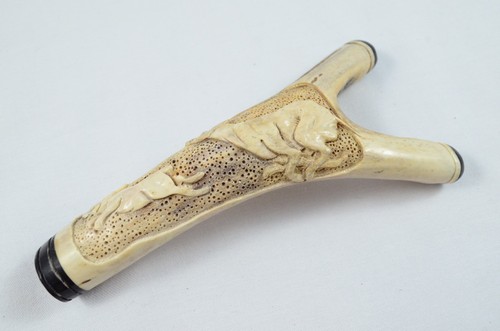 Hand carved stag horn - carved,