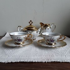 Servizio Caffè Tete a Tete in Porcellana Bavaria Decorato Oro Zecchino