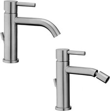 Set Miscelatore Lavabo + Bidet INOX PAFFONI STEEL