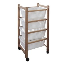 CARRELLO CON 4 CESTI IN LEGNO