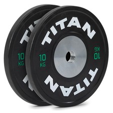 Titan Fitness 10 KG Coppia Piastre Paracolpi Elite Competizione, Piastre Olimpiche Nere