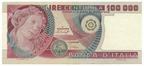100000 lire banca - banca, d'italia