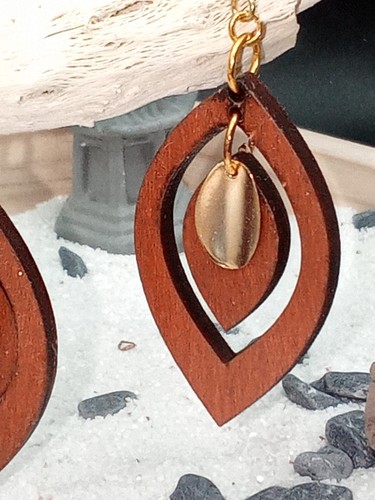 Boucle oreille bois - d'oreille,