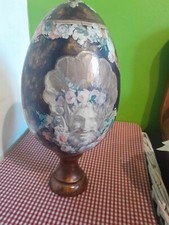 uovo artistico in legno dipinto a mano 25 cm