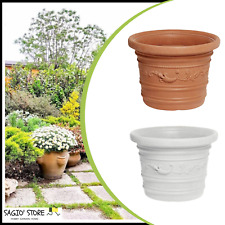 VASO FESTONATO TERRACOTTA BIANCO IN RESINA FIORIERA DA BALCONE ESTERNO INTERNO