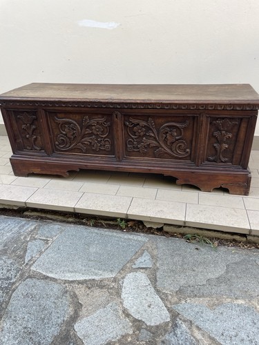Cassapanca noce scolpita - noce,