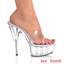 SEXY sabot SANDALI trasparenti plateau TACCO 15 dal n. 35 al 44 Fashion GLAMOUR