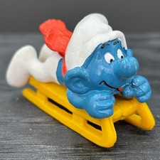 Puffi 40201 Super Puffo slitta equitazione bob slitta slitta statuina vintage