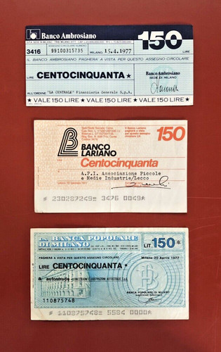 Mini assegni 150 lire del - assegni,