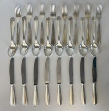 VINTAGE SET POSATE 8 pers. - 24 Pz. F.lli Calderoni METALLO ARGENTATO Art Decò