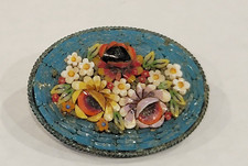 Spilla Vintage Dainty Con Fiore Blu In Micro Mosaico Di Murano In Tonalità Oro