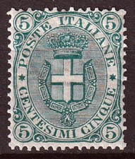 Italia-Regno 1891-96 Stemma Sabaudo 5c. verde Mnh** Sassone 59