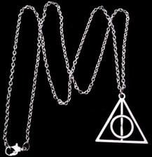 Collana Acciaio Lunga HARRY POTTER con triangolo Argento DONI DELLA MORTE Donna