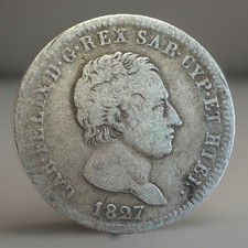 2 LIRE 1827 GENOVA CARLO FELICE B/MB GIG.61 NC REGNO DI SARDEGNA