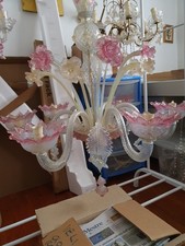 Lampadario Murano 6 Luci Opalino