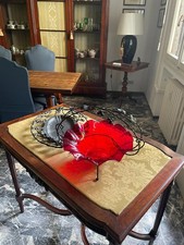 Vassoio e Alzata Centrotavola Ferro battuto e Vetro soffiato Anni '30