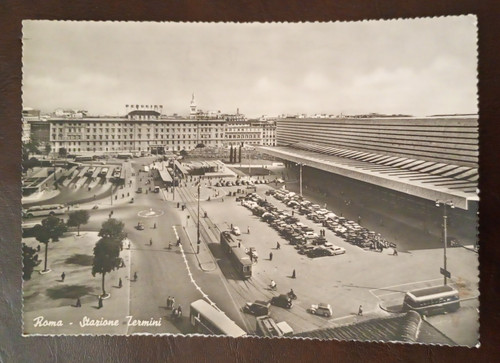 Cartolina roma stazione - roma,