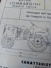 SCHEDA OMOLOGAZIONE originale TRATTRICE AGRICOLA LOMBARDINI TL22 1956