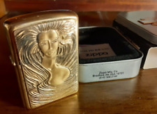 ZIPPO HARLEY - DAVDSON GIRL WHIT EARRINGS 1993 BRASS USA   ( gold sterling )