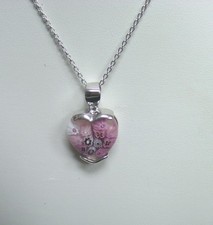        MILLEFIORI MURANO PINK HEART NECKLACE BY ALAN K 