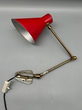 LAMPADA APPLIQUE VINTAGE ANNI 50 CIRCA CONO ROSSO E STRUTTURA OTTONE