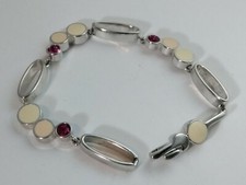 Bracciale Cristallo Rosso Smalto Rodiato Firmato Pierre Lang