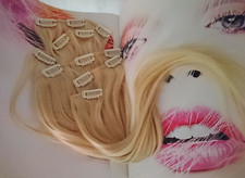 SET EXTENSION FASCE 7 PEZZI CLIP CAPELLI BIONDI LUNGHI SINTETICI LISCI 50 CM