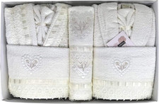 CREAZIONI FERLEN Completo Bagno Asciugamani Accappatoi Uomo Donna Set Pizzo Idea