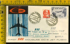 Aviazione Posta Aerea 1961 Gronchi 205 Grigio su Primo Volo SAS Roma Manila