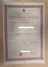 DIPLOMA REGNO D'ITALIA PATENTE