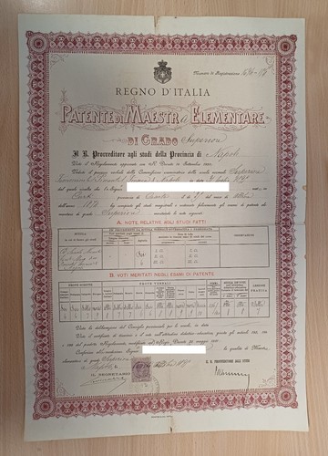 Diploma regno italia patente - diploma, d'italia