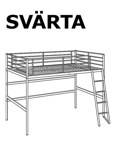 Letto soppalco ikea svarta - letto,