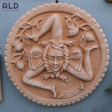 Trinacria siciliana in terracotta fregio da parete decorazione interno esterno