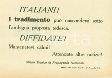1918 PROPAGANDA WW1 Il tradimento si nasconde sotto proposte della GERMANIA