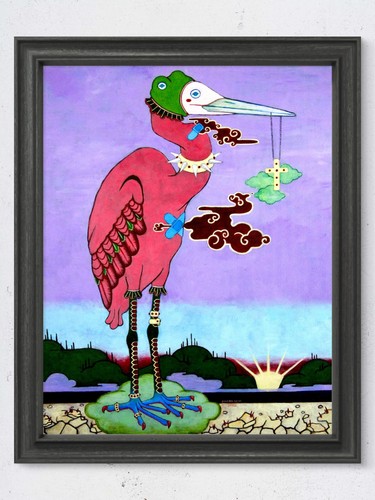 Quadro acrilico surreale gru